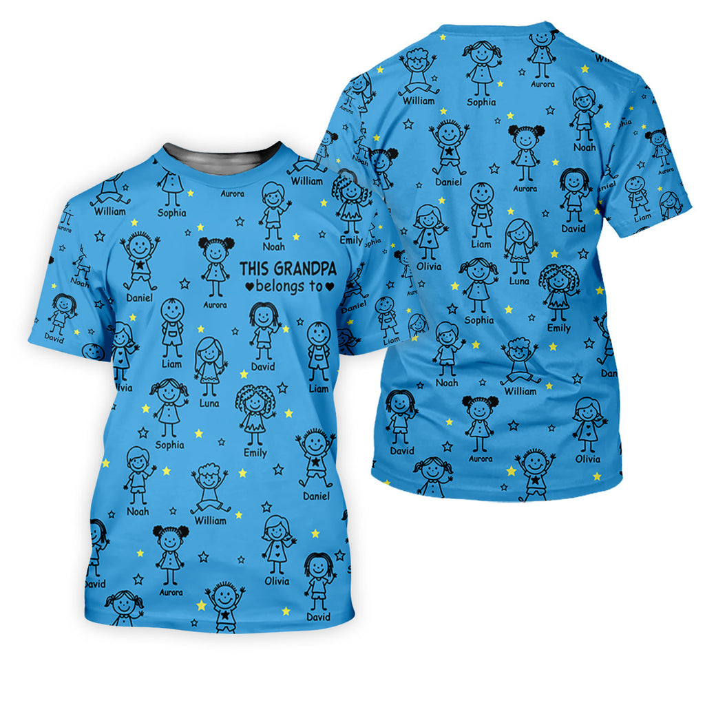 This Grandpa Dad Belongs To Kids Pet Blue Golf Shirt, Polo Shirts For Men, Golf Gift For Men