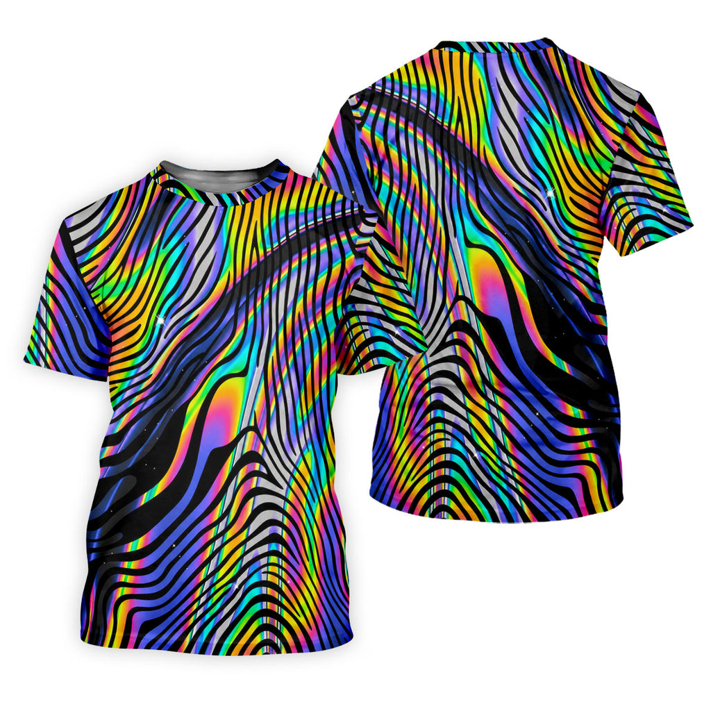Rainbow Neon LGBT Support Zebra Pattern Golf Tops For Men, Pride Month Golf Shirts For Men