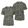 Leopard Pattern Xmas Pine Tree Green And Red Golf Tops For Men, Christmas Golf Shirt, Polo Shirts For Men