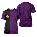 Mardi Gras Fleur De Lis Black Vertical Stripe Purple Golf Shirt, Polo Shirts For Men, Golf Shirts For Men