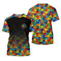 Acceptance Awareness Understanding Autism Awareness Puzzle Pattern Black Fade Golf Shirts For Men