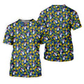Hawaiian Pineapples Donut Finger Blue Green Yellow Fun Golf Shirts For Men, Polo Shirts For Men