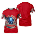 One Nation Under God Faith Cross USA 250 Red Golf Shirt, 4th Of July Golf Shirts For Men