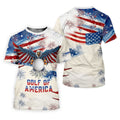 Golf Of America 250th Anniversary Red White Blue Brush Stripes Patriotic 4th Of July Golf Shirts For Men