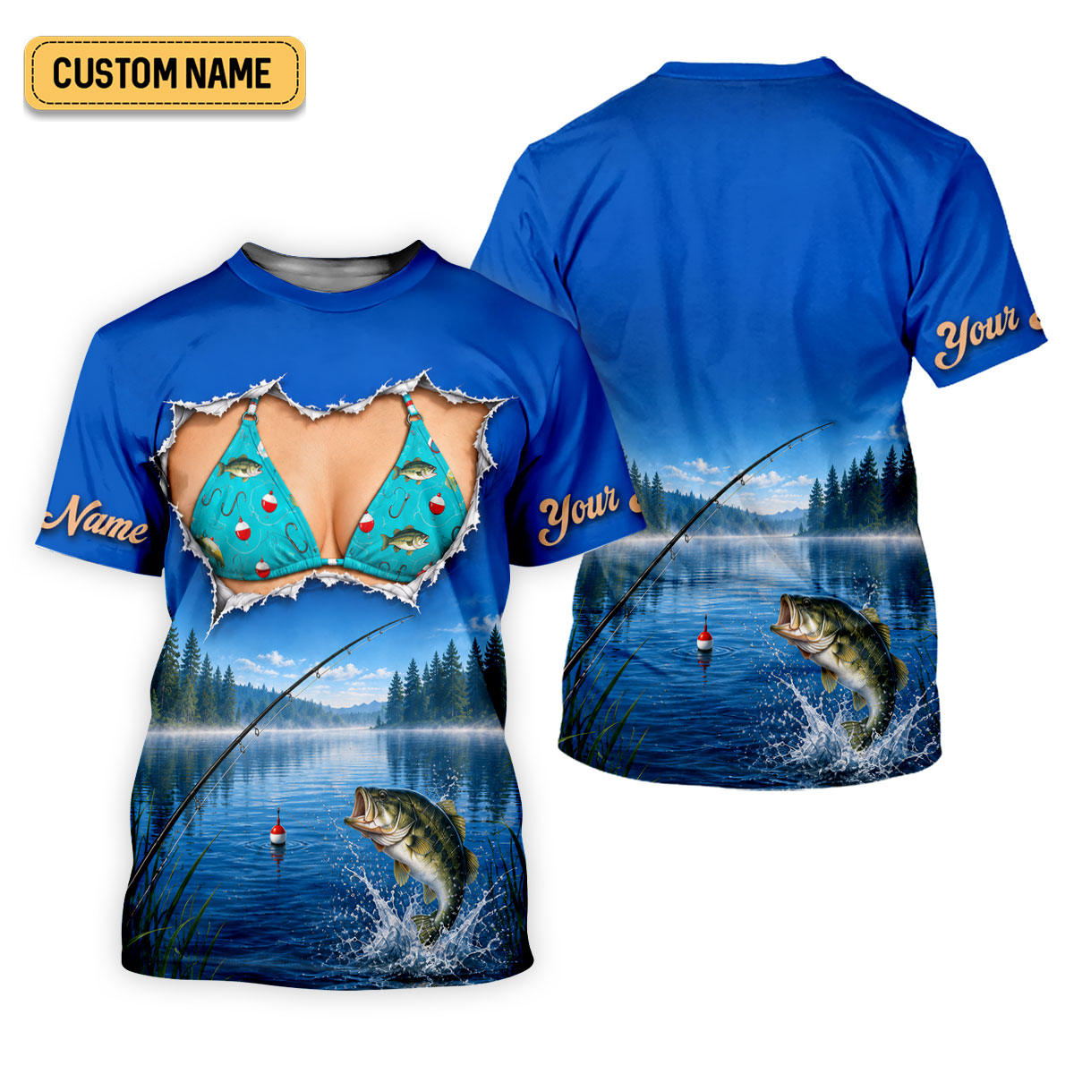 Custom Funny Bikini Bass Fishing UPF Shirt, Womens Fishing Shirts, Fishing Apparel For Women