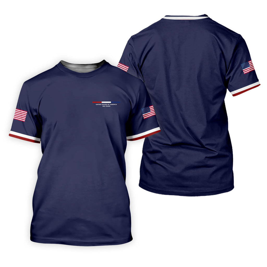 United States Of America 250 Years Navy Golf Shirt, Patriotic Golf Shirt, Golf Shirts For Men