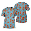 Orange Lobsters Light Blue Mardi Gras Golf Shirt, Golf Tops For Men, Polo Shirts For Men, Golf Shirts For Men