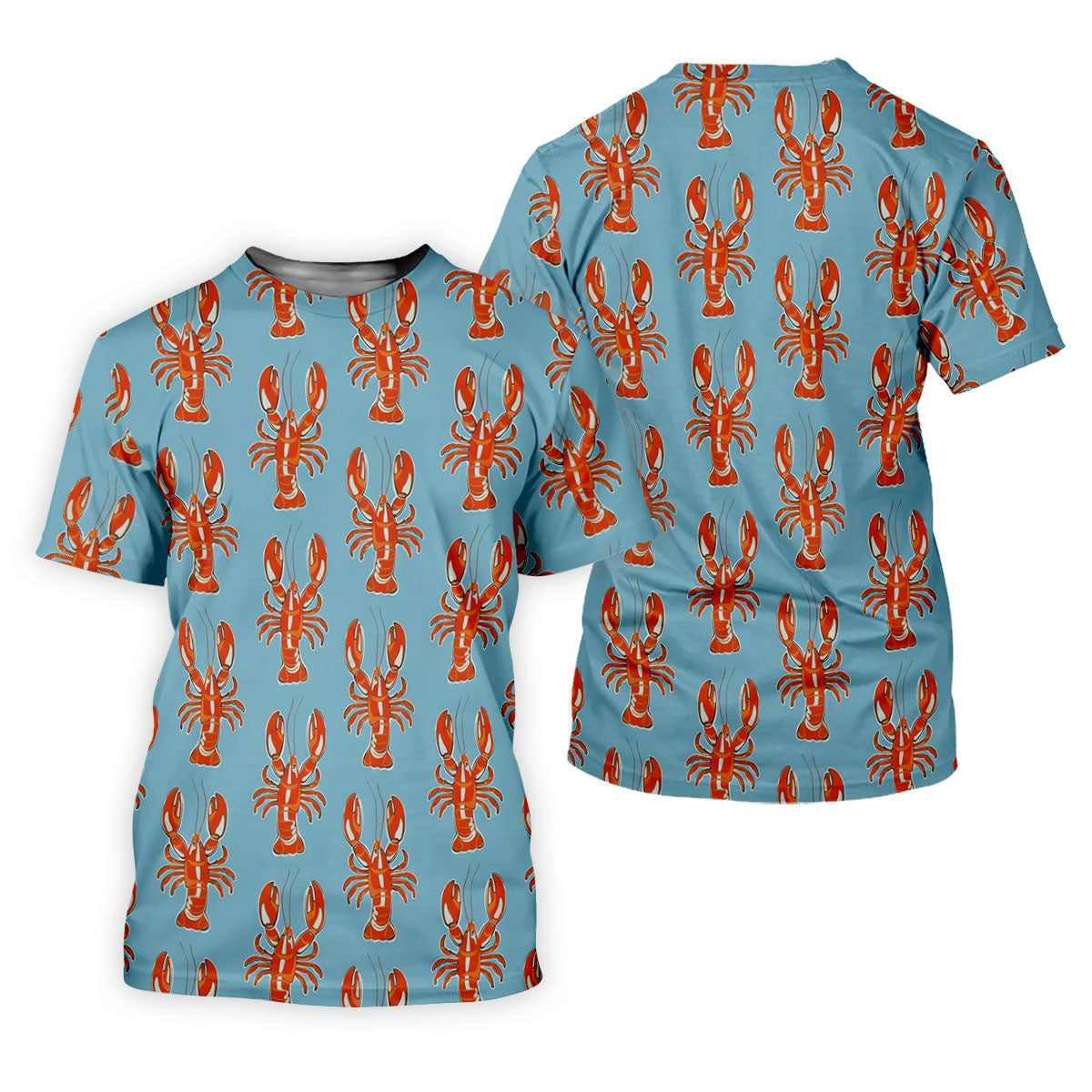 Orange Lobsters Light Blue Mardi Gras Golf Shirt, Golf Tops For Men, Polo Shirts For Men, Golf Shirts For Men