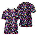 Hawaiian Pineapples Donut Finger Turquoise Orange Purple Fun Golf Shirts For Men, Polo ShirtFor Men