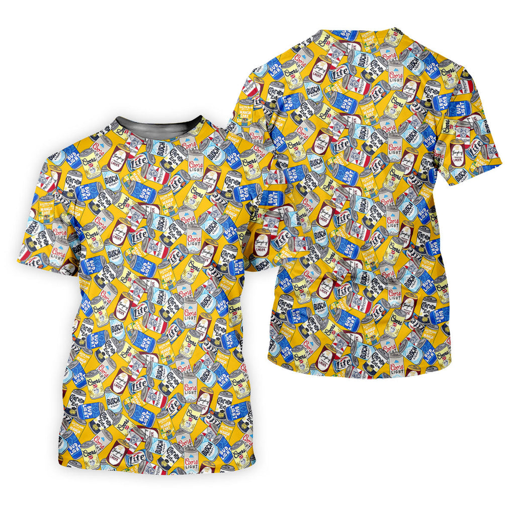 American Beer Cans Yellow Golf Shirt, Golf And Beer Polo ShirtFor Men, Golf Shirts For Men