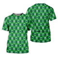 Lucky Four Leaf Clover Golf Ball Pattern Argyle Pattern St Patrick's Day Golf Shirt, Polo Shirts For Men