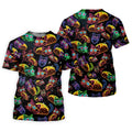 Neon Cat Taco Fiesta Time Hawaiian Golf Shirt, Cinco De Mayo Celebration Golf Shirts For Men