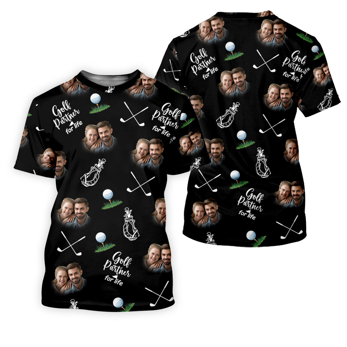 Golf Partner For Life Custom Photo Black Golf Tops For Men, Valentines Golf Gift, Golf Gift For Men