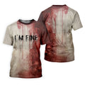 I'm Fine Halloween Blood Splatter Golf Tops For Men, Horror Blood Polo Shirts For Men, Unique Gift For Golfer