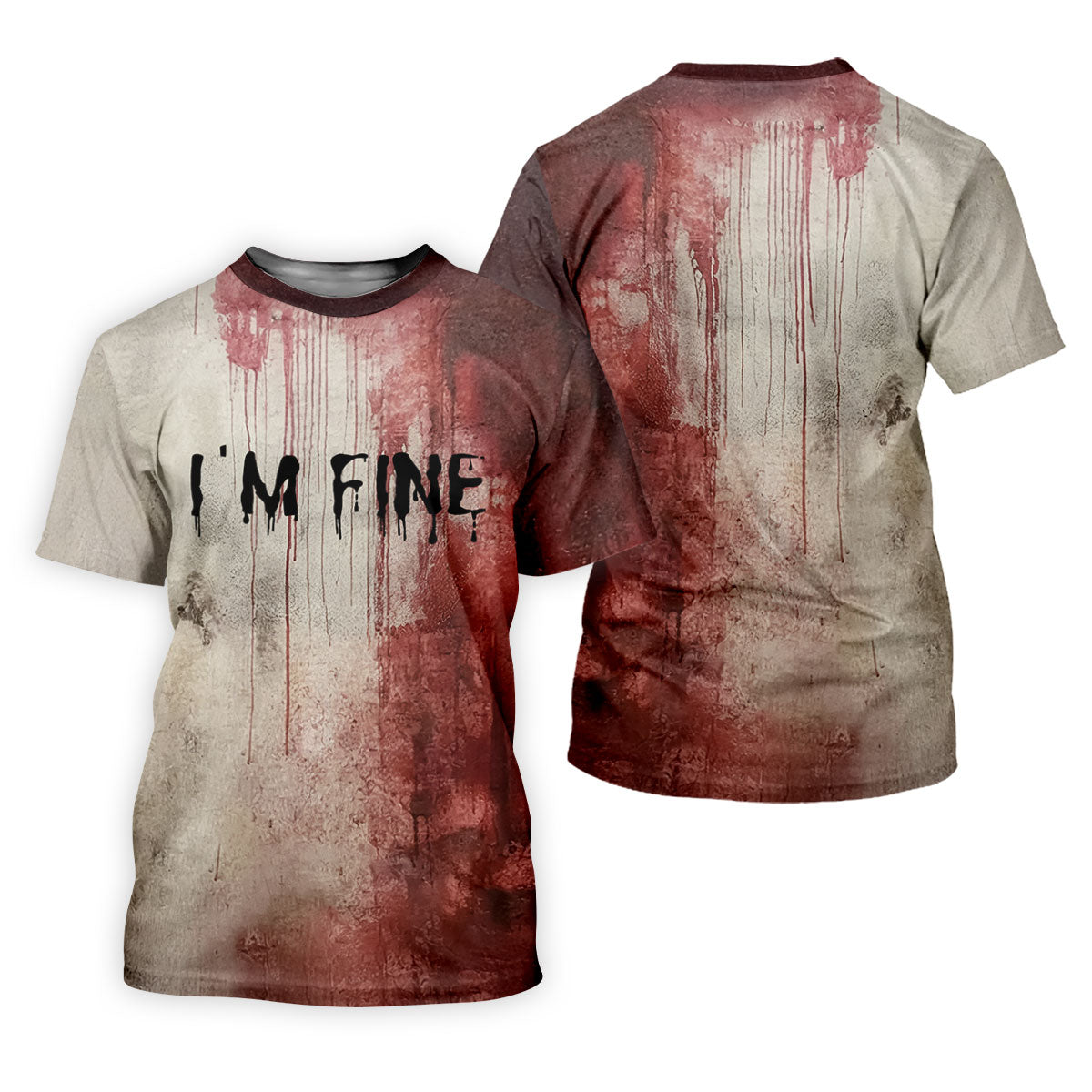 I'm Fine Halloween Blood Splatter Golf Tops For Men, Horror Blood Polo Shirts For Men, Unique Gift For Golfer