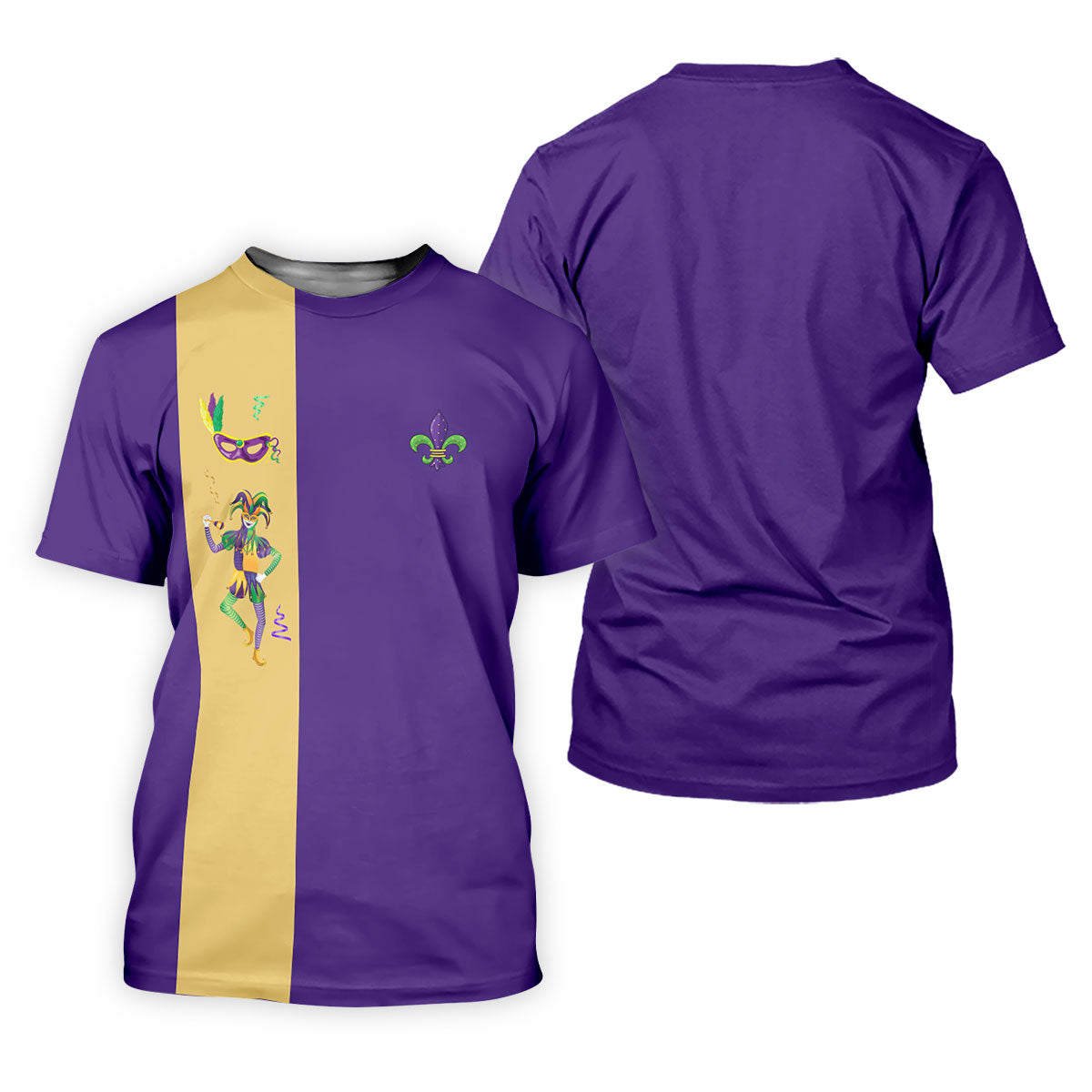 Mardi Gras Festival Jester Figure Fleur De Lis Symbol Purple Golf Shirt, Polo Shirts For Men, Golf Shirts For Men