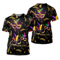Gold Ribbons Mardi Gras Masquerade Mask Golf Tops For Men, Polo Shirts For Men, Golf Shirts For Men