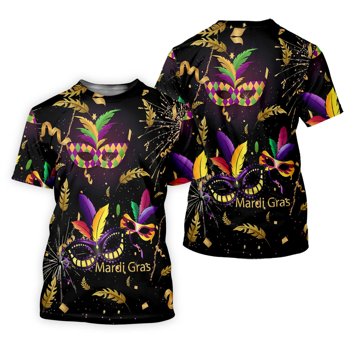 Gold Ribbons Mardi Gras Masquerade Mask Golf Tops For Men, Polo Shirts For Men, Golf Shirts For Men