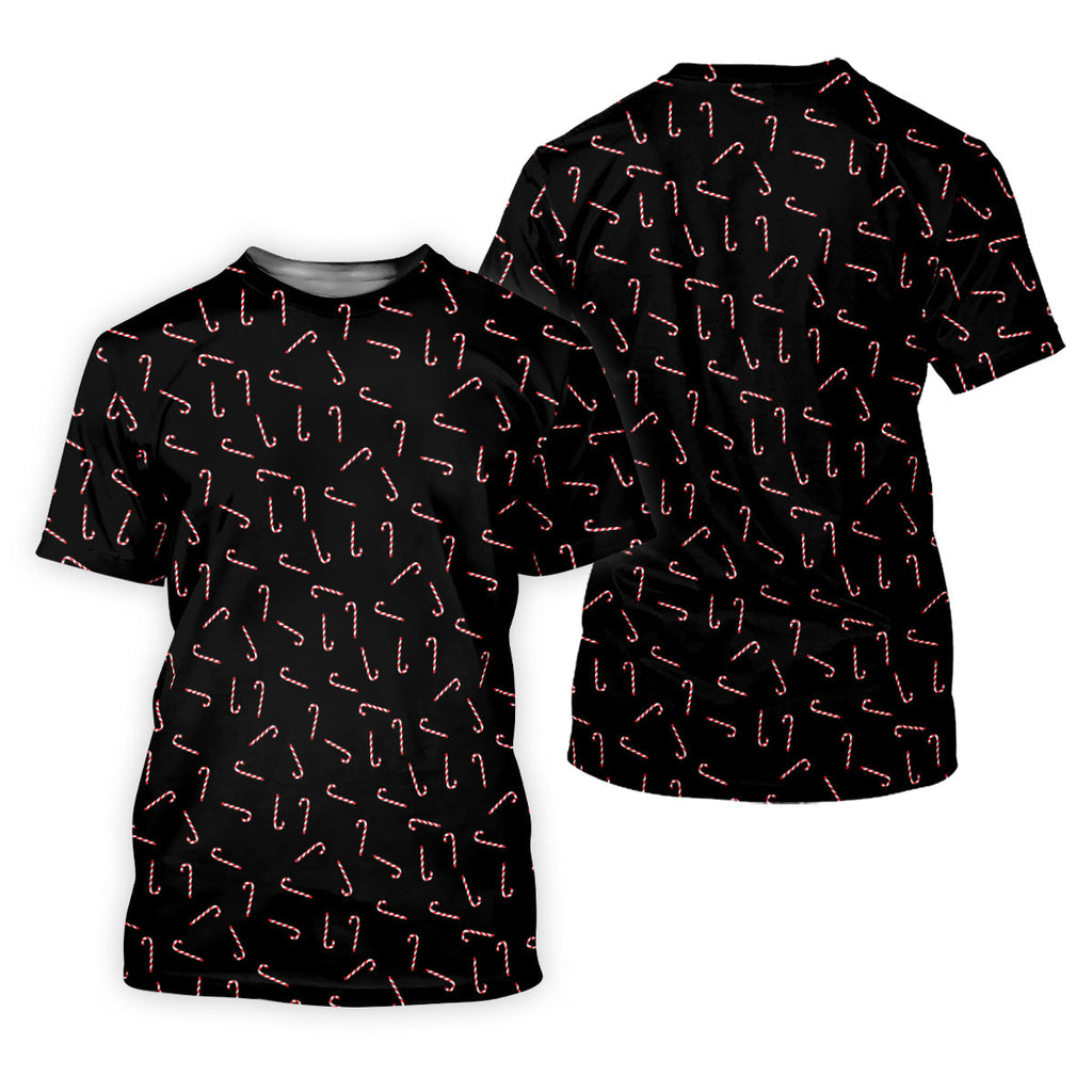 Christmas Candy Cane Golf Tops For Men, Christmas Golf Shirt, Black Golf Polo ShirtGolf Gift For Men