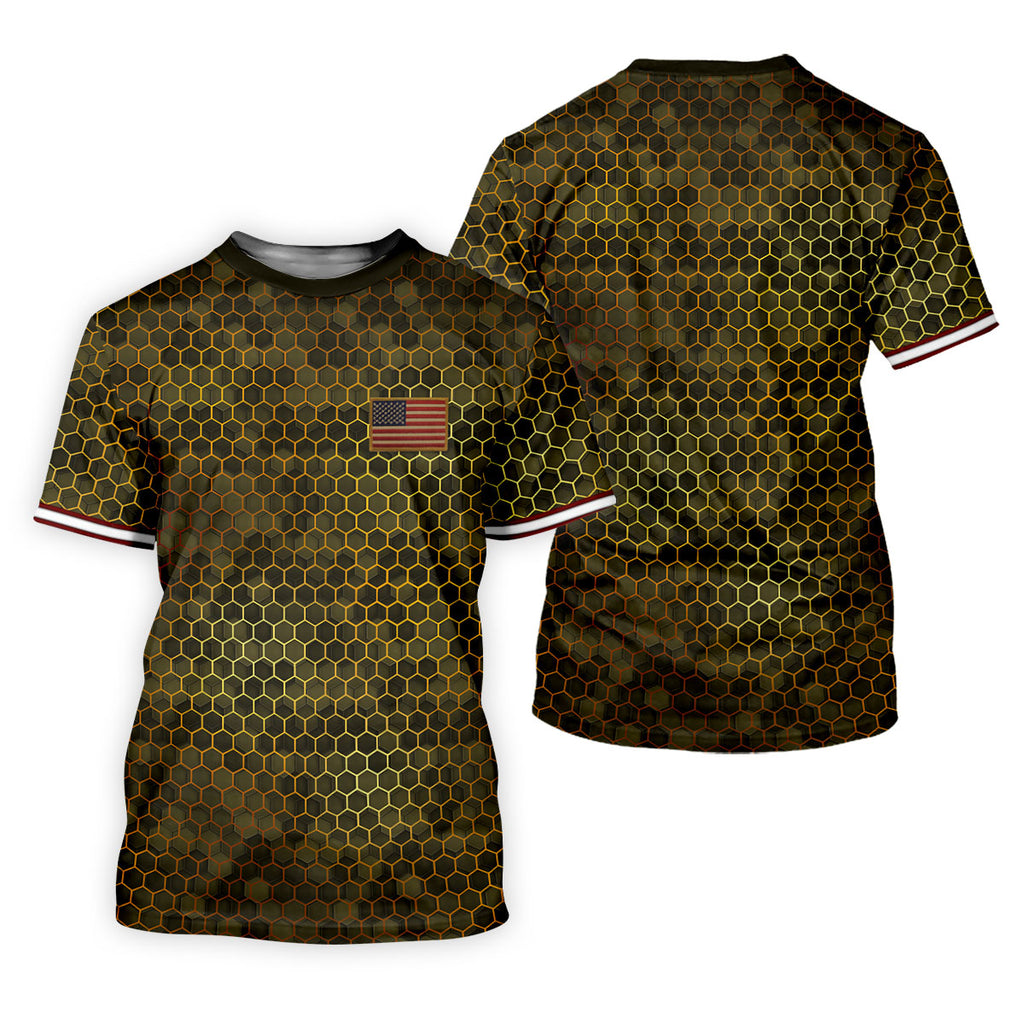 Hexagonal Camo Patriotic 4th Of July Golf Shirt, 250 Years Polo Shirts For Men