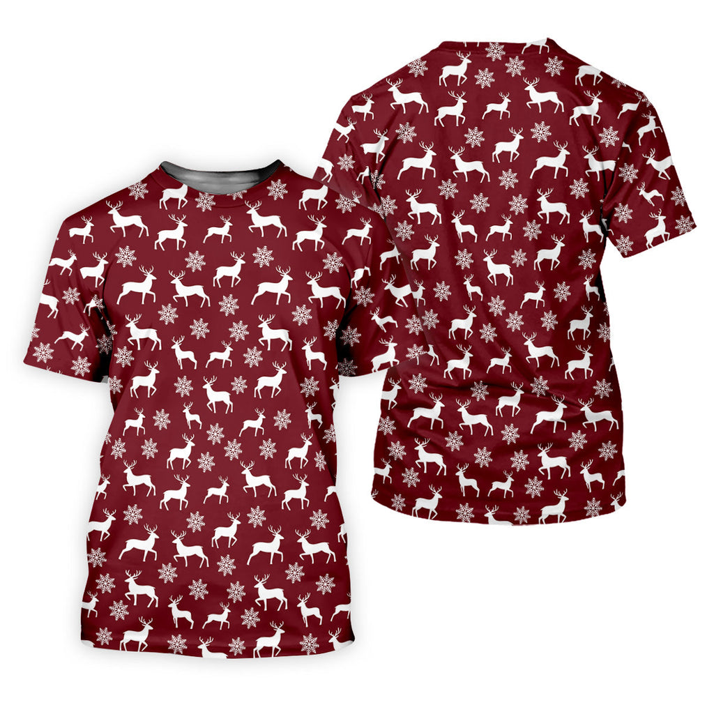 Reindeer Christmas Maroon Golf Shirt, Christmas Golf Shirt, Polo Shirts For Men, Golf Shirts For Men