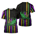 Mardi Gras Aligator Purple Green Gold Vertical Stripes Fleur De Lis Golf Tops For Men, Polo Shirts For Men