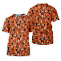 Halloween Skull Witch Cat Orange Golf Shirt, Funny Halloween Polo Shirts For Men, Golf Gift For Men