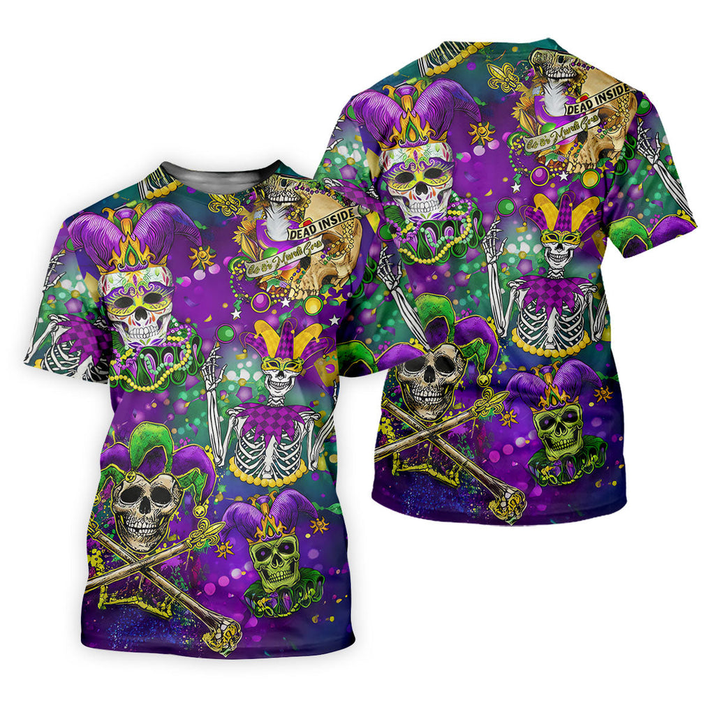 Dead Inside Mardi Gras Festival Skull Purple Green Gold Polo ShirtFor Men, Golf Shirts For Men
