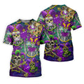 Dead Inside Mardi Gras Festival Skull Purple Green Gold Polo ShirtFor Men, Golf Shirts For Men