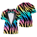 Colorful Zebra Funny Costume Hawaiian Golf Shirt, Polo Shirts For Men, Golf Shirts For Men