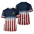 United States 250th Anniversary Distressed Flag Golf Tops For Men, Golf Ball Pattern Golf Shirts For Men
