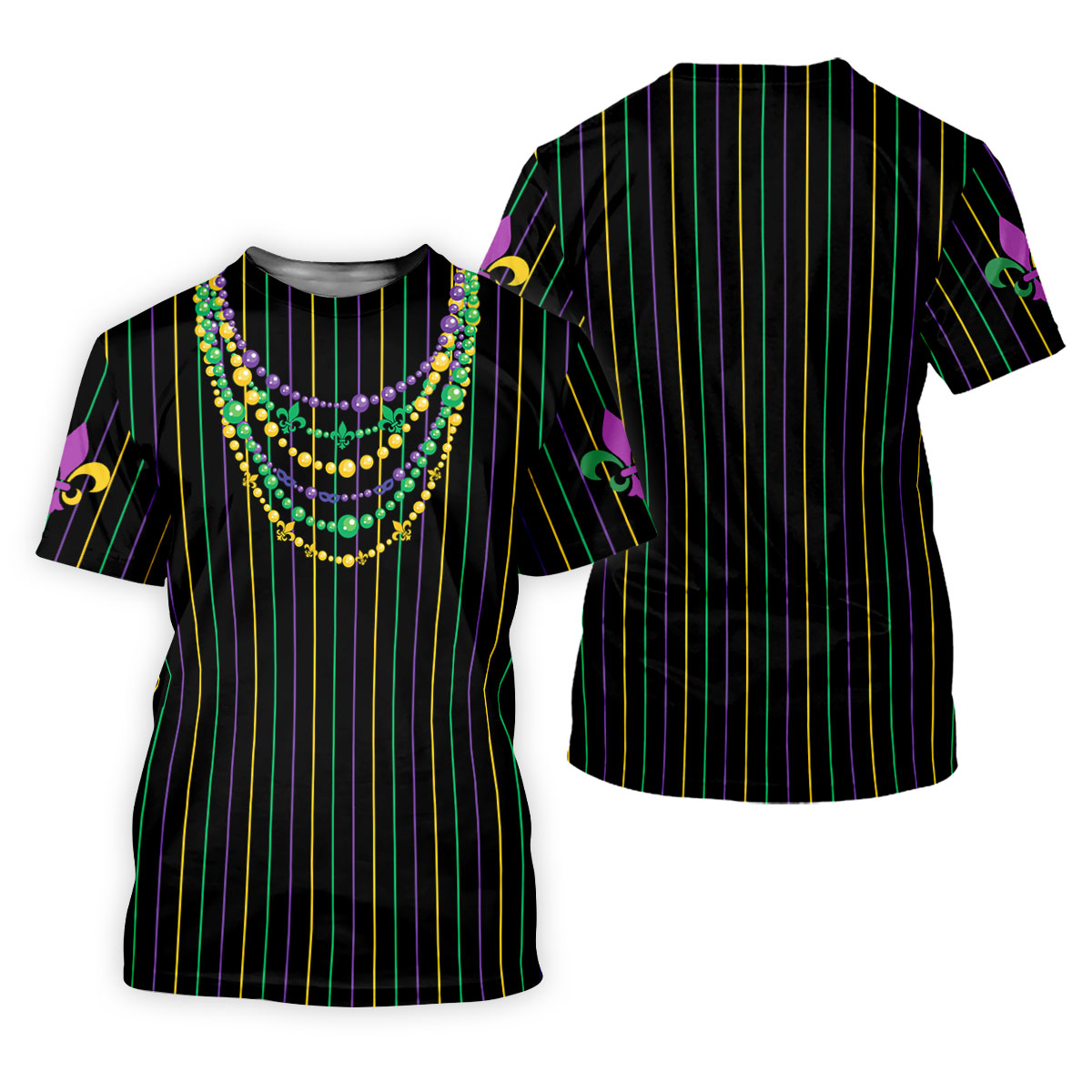 Mardi Gras Beads Necklaces Print Black Golf Shirt, Golf Tops For Men, Polo Shirts For Men, Golf Shirts For Men