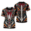 Skeleton With Flower Cinco De Mayo Celebration Golf Tops For Men, Fiesta Theme Golf Shirts For Men