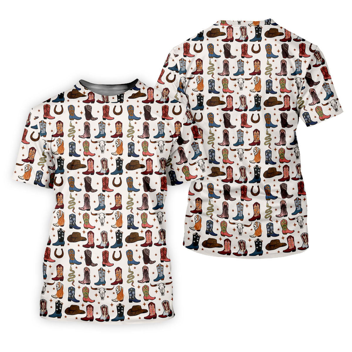 Western Cowboy Boots Horseshoes Pattern Retro Golf Shirt, Polo Shirts For Men, Golf Shirts For Men