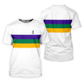 Mardi Gras Purple Green Gold Horizontal Stripes White Golf Shirt, Golf Tops For Men, Polo Shirts For Men