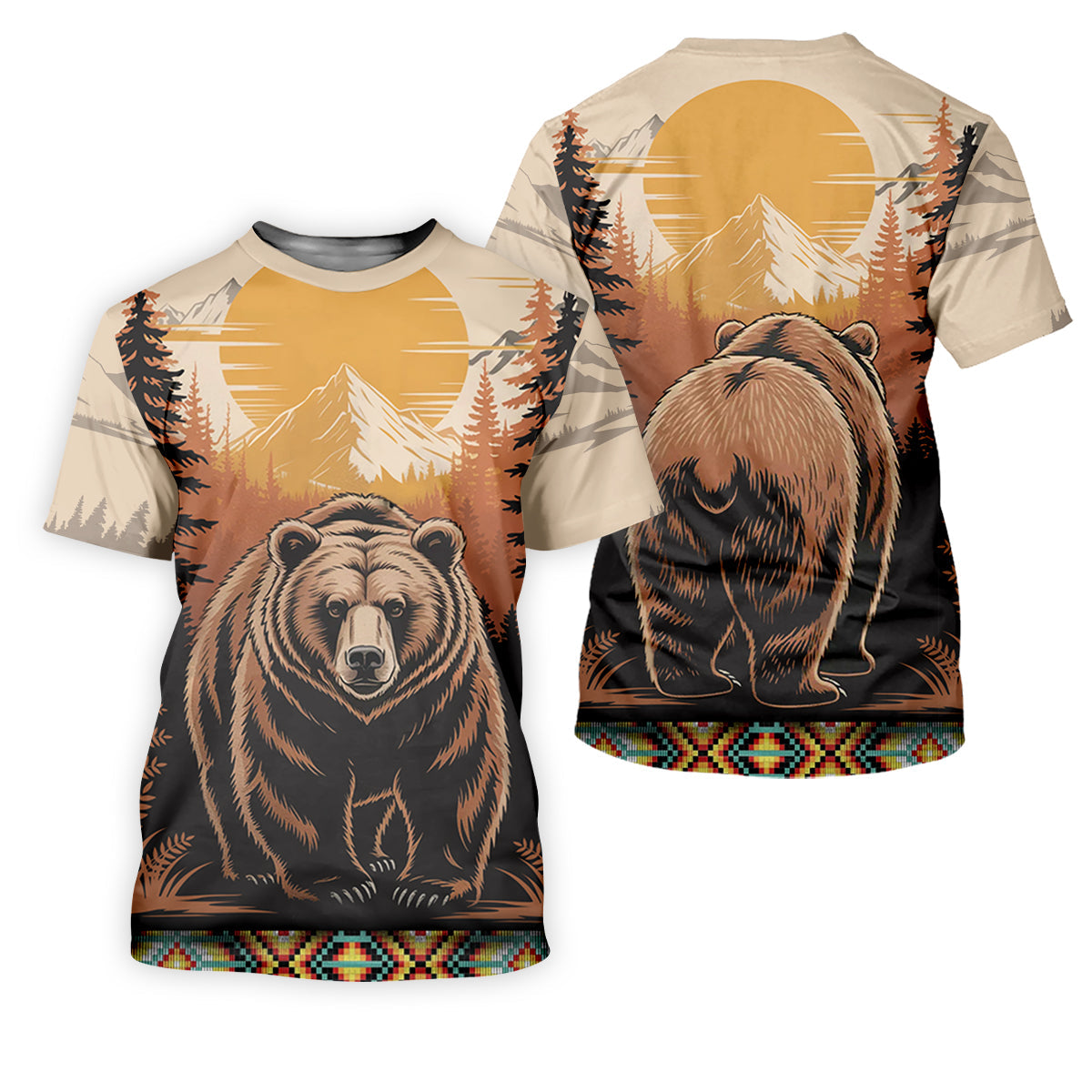 Native Heritage Wild Bear Golf Tops For Men, Native American Ancestry Polo Shirts For Men, Indigenous Peoples Month