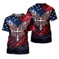 Faith Cross Shimmering Butterfly 250th Anniversary Golf Tops For Men, Patriotic 4th Of July Golf Shirts For Men