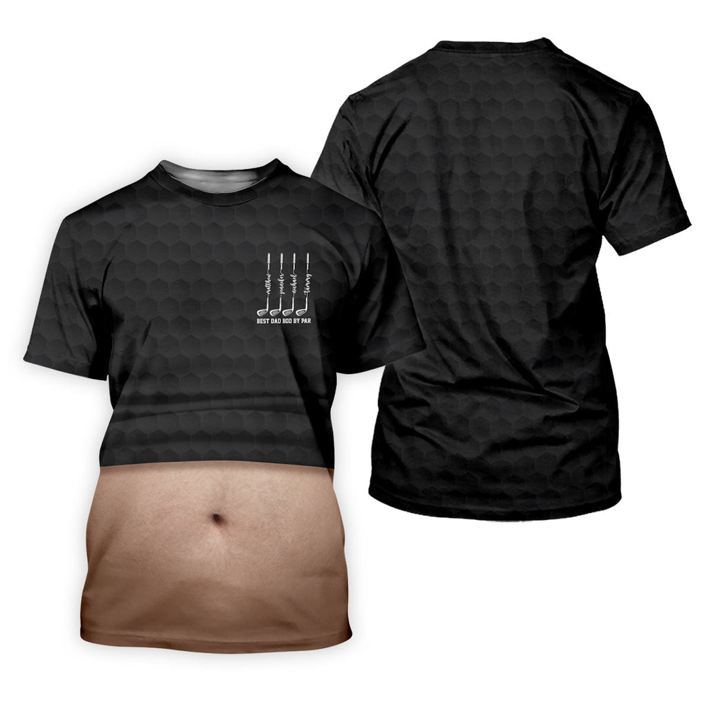 Best Dad Bod By Par Black Men's Funny Golf Polo Shirts, Father's Day Golf Shirt, Golf Gift For Dad