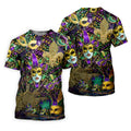 Jester Mask Purple Green Gold Fleur De Lis Beads Mardi Gras Golf Shirt, Golf Shirts For Men, Polo Shirts For Men