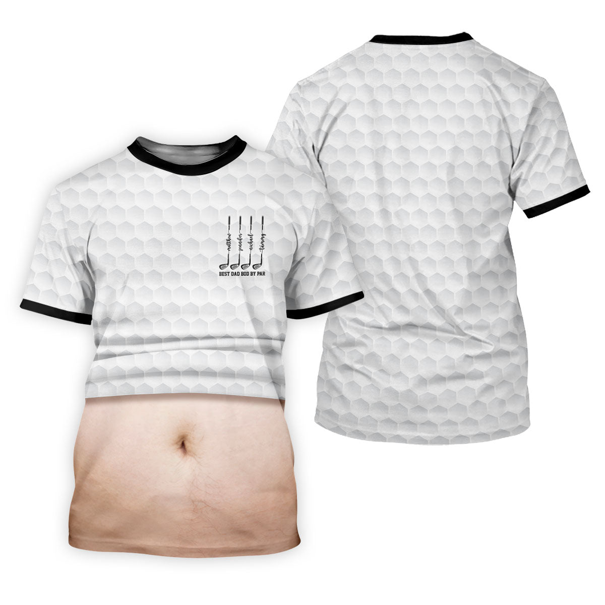 Best Dad Bod By Par White Men's Funny Golf Polo Shirts, Father's Day Golf Shirt, Golf Gift For Dad