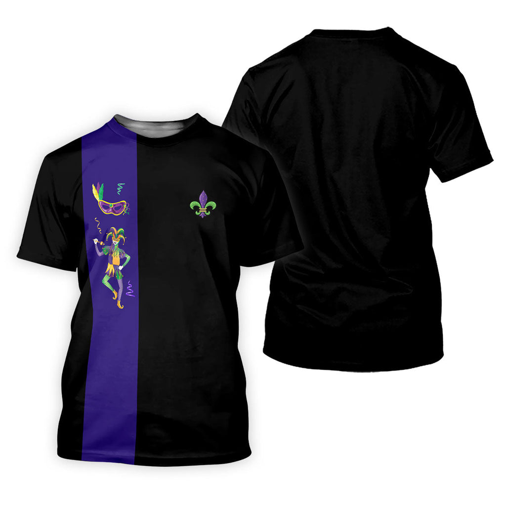 Mardi Gras Festival Jester Figure Fleur De Lis Symbol Black Golf Shirt, Polo Shirts For Men, Golf Shirts For Men
