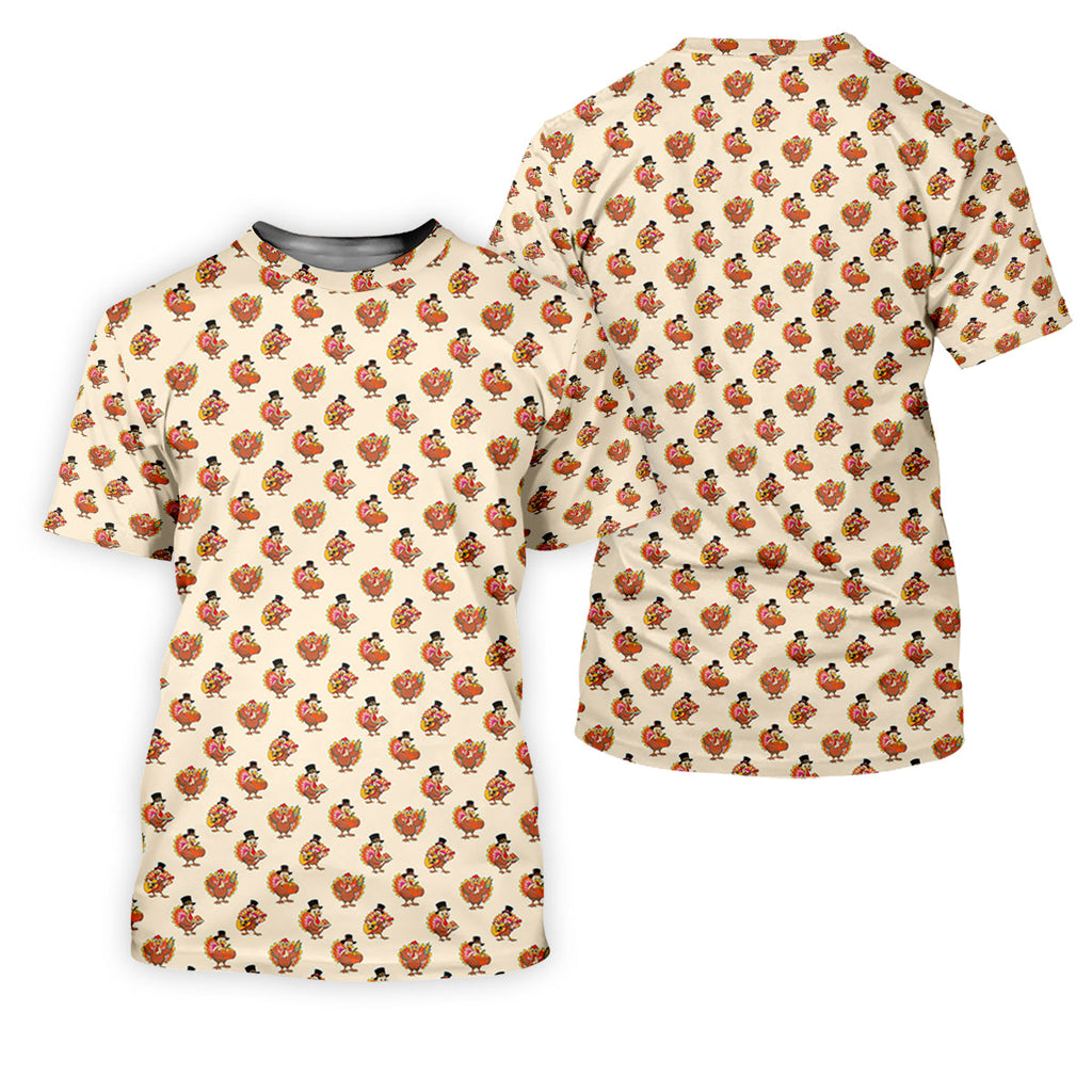 Festive Turkey Thanksgiving Holiday Beige Golf Tops For Men, Polo Shirts For Men, Golf Gift For Men