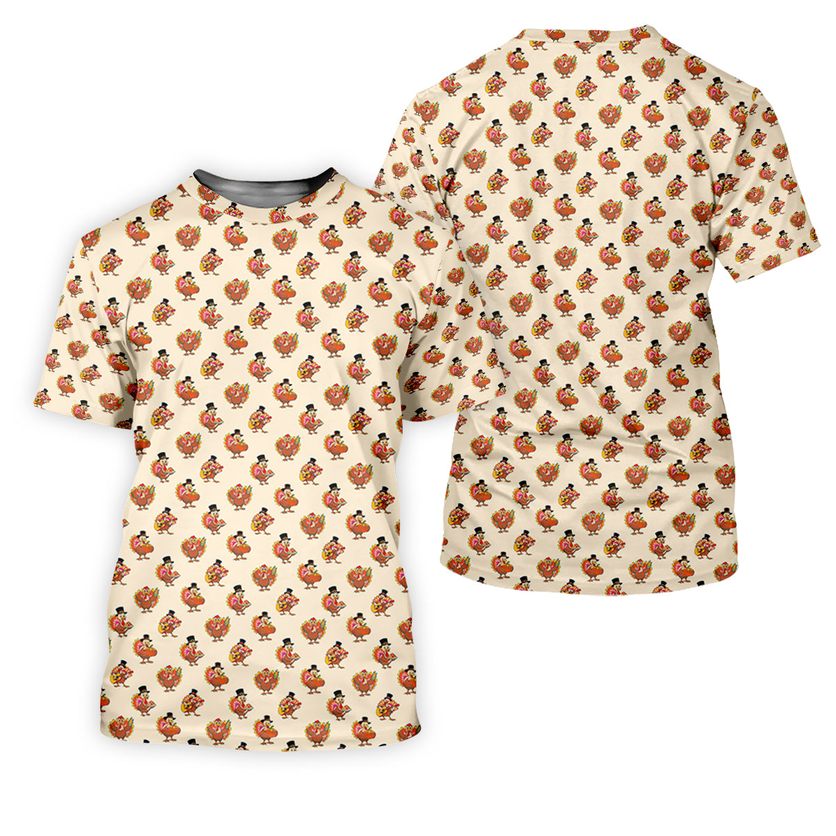 Festive Turkey Thanksgiving Holiday Beige Golf Tops For Men, Polo Shirts For Men, Golf Gift For Men