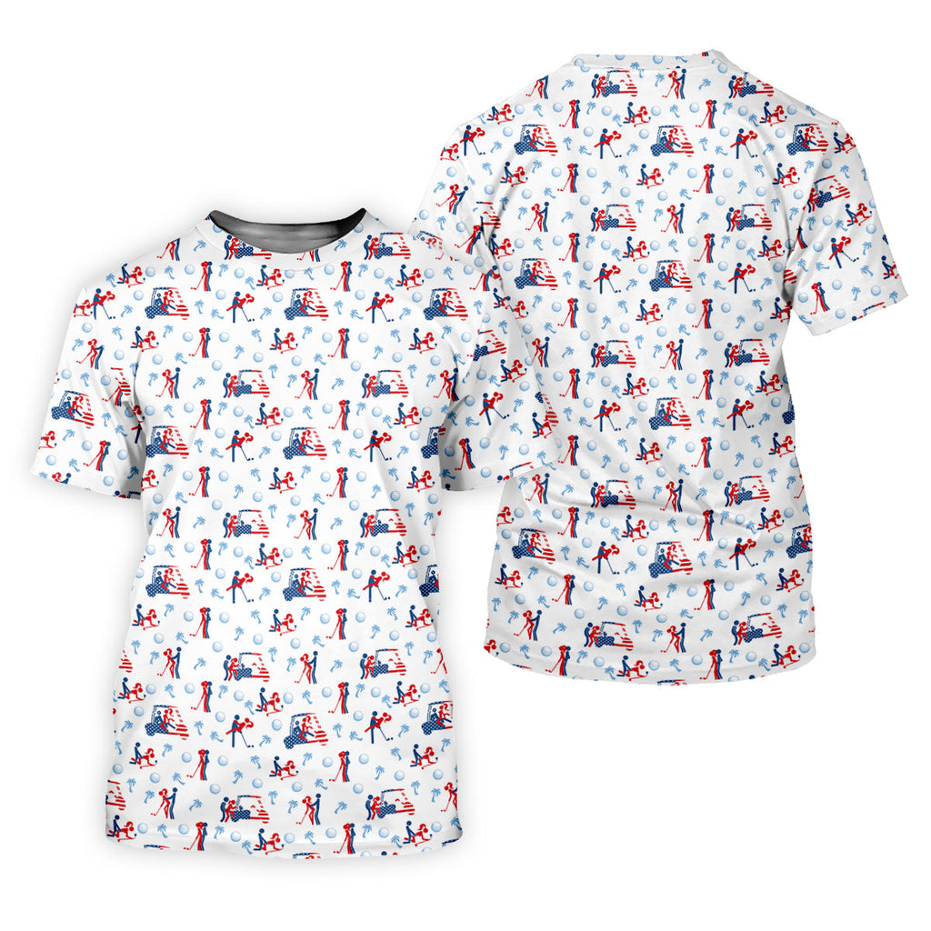 Naughty Couple Funny Stick Figures Patriotic Golf Shirt, 250 Years 4th Of July Golf Shirts For Men