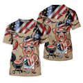 Patriotic American Flag Funny BBQ 250th Anniversary Dark Beige Polo Shirts For Men, Golf Shirts For Men