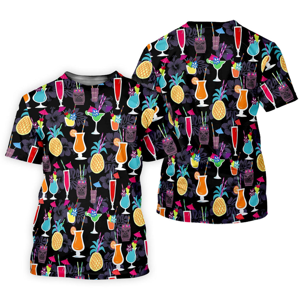 Tropical Drinks Dark Floral Cinco De Mayo Celebration Fiesta Themed Golf Tops For Men, Golf Shirts For Men