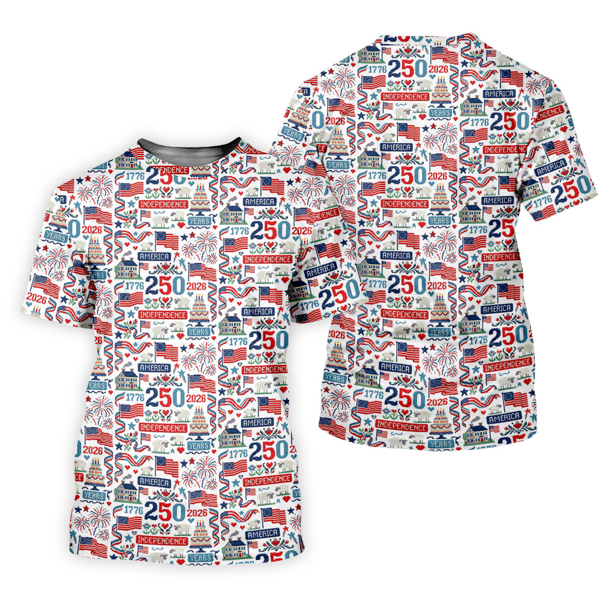 America Independence 250 Years White Golf Shirt, Patriotic 4th Of July Golf Shirts For Men