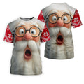 Surprised Funny Santa Claus Face Men's Golf Polo Shirts, Christmas Golf Shirt, Golf Gift For Men