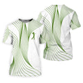 Geometric Line Wavy Line Green And White Golf Shirts For Men, Men's Golf Shirt, Polo Shirts For Men