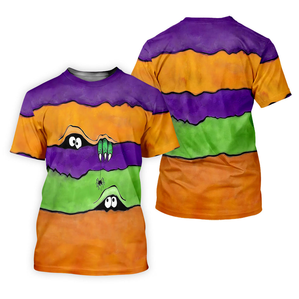 Funny Halloween Peeping Eyes Polo Shirts For Men, Golf Tops For Men, Halloween Golf Shirt